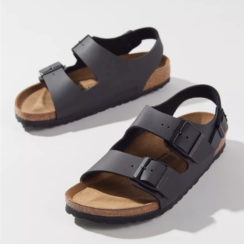 Birkenstock Milano Black Leather Sandals Sz 36